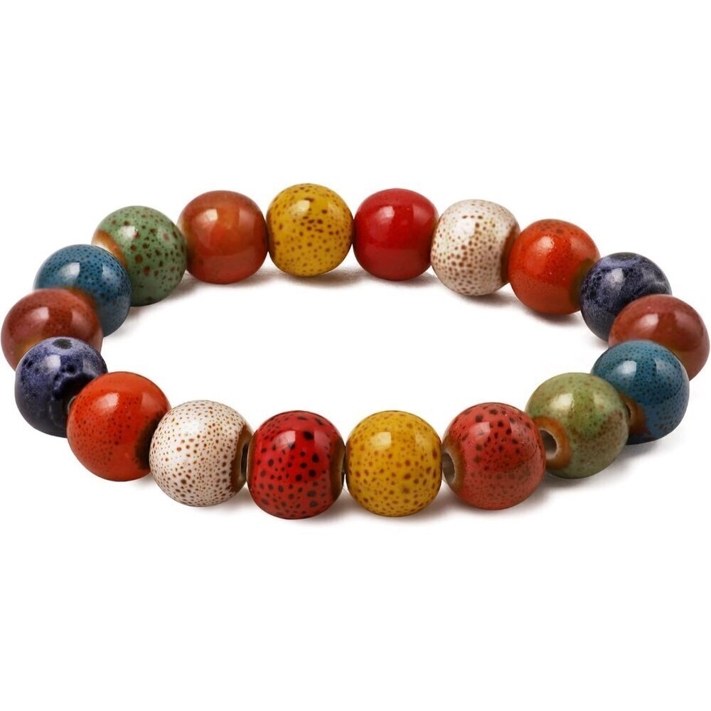 Boho Ceramic Bead Stretch Bracelet Colorful Festival Jewelry Gift Women